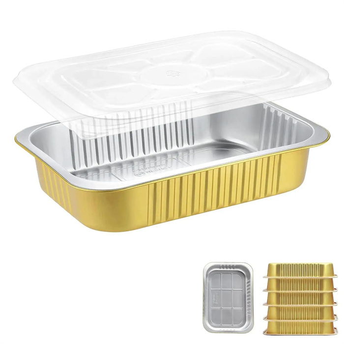 Rectangular Aluminum Takeaway Food Container with lid from DisposablesInc.com